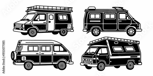 Vintage camper vans and motorhomes: a nostalgic journey through time Vector