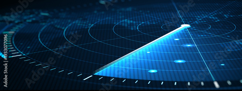 Fotografi Futuristic digital radar interface data detection and monitoring technology