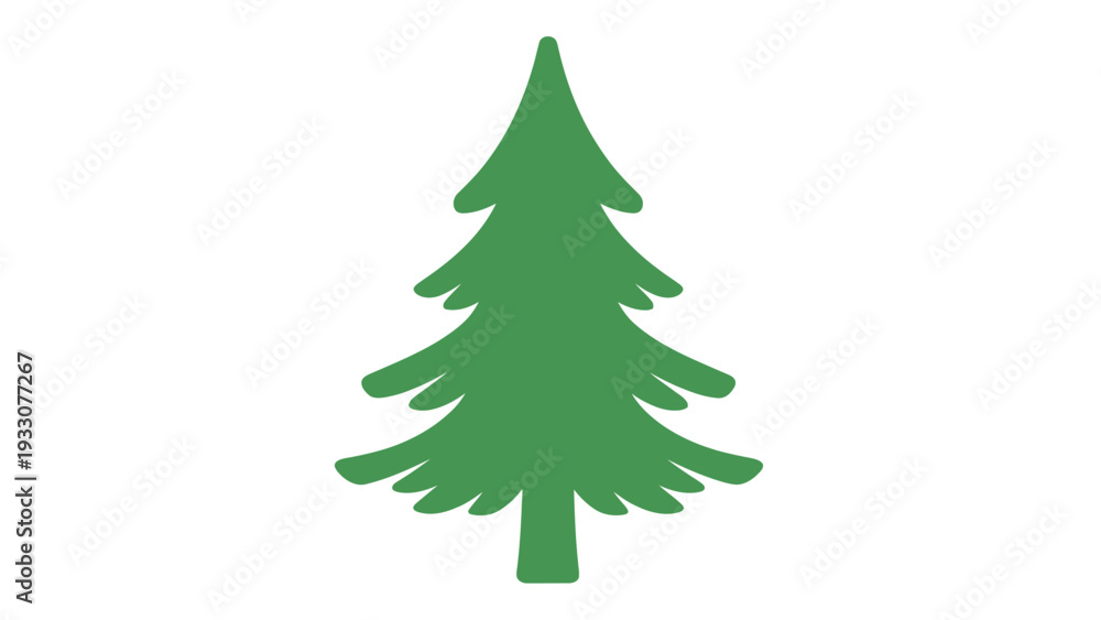 Fototapeta premium Green Pine Tree Silhouette Icon, Simple Vector Illustration