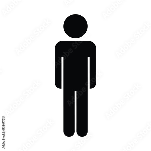 Simple Standing Man Silhouette Icon Black Vector Illustration