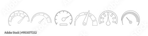 Speedometer and Tachometer Gauge Icon Set – Car Dashboard Speed, RPM, Fuel and Pressure Meter Vector Icons