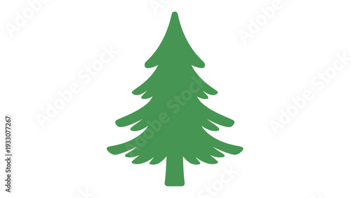 Green Pine Tree Silhouette Icon, Simple Vector Illustration