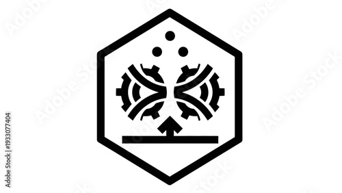 Industrial Gear Grinding Process Icon: Crushing Material into Powder