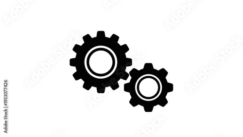 Interlocking Gears Icon, Mechanical Engineering, Teamwork, Connection, Industry Symbol