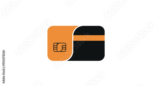 Modern Credit Card Chip Icon - Orange and Black Design