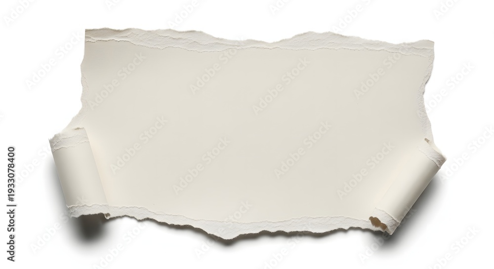 Obraz premium Torn Vintage Paper Scroll Isolated on White