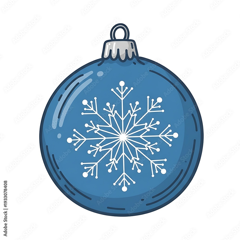 Fototapeta premium Blue Christmas Ornament with Snowflake Design.