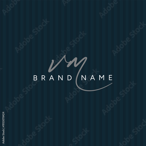VM Initial Logo in Signature Style for Photography and Fashion Business - Hand Drawn Signature Logo Vector