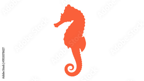 Orange Seahorse Silhouette Icon, Marine Life Symbol, Ocean Creature Graphic