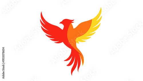 Phoenix Bird Rising, Symbol of Rebirth and Resilience, Fiery Colors