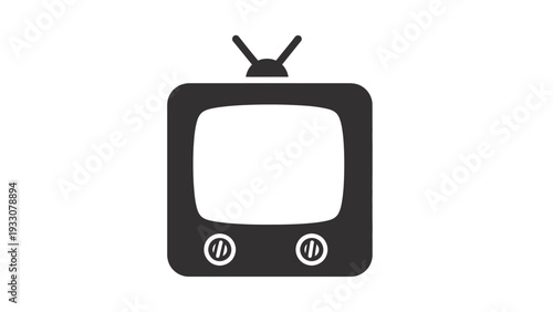 Retro Television Icon, Vintage TV Set Symbol, Old Technology Graphic