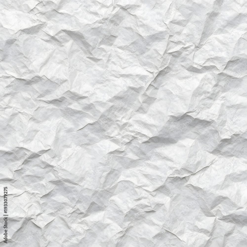 Obraz premium White Crumpled Paper Texture Background with Wrinkled and Creased Surface, Abstract Detail for Design and Graphics