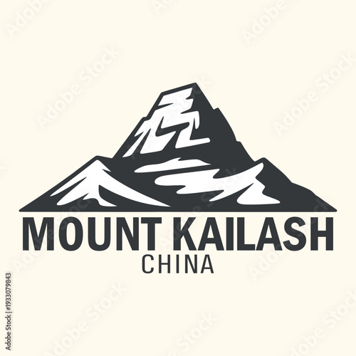 Landmark Art Logo, Mount Kailash, China - Sacred Mountain Symbol