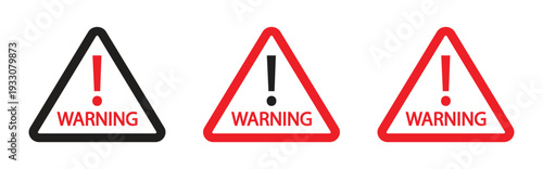 Warning Triangle Sign Icon Set with Exclamation Mark, Safety Alert Symbols