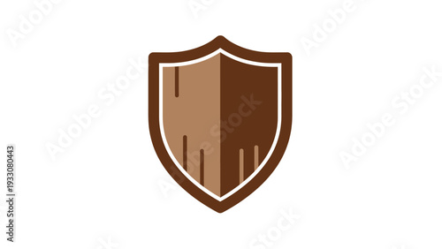 Wooden Shield Icon, Protection Symbol, Security Emblem, Wood Texture, Emblematic Design