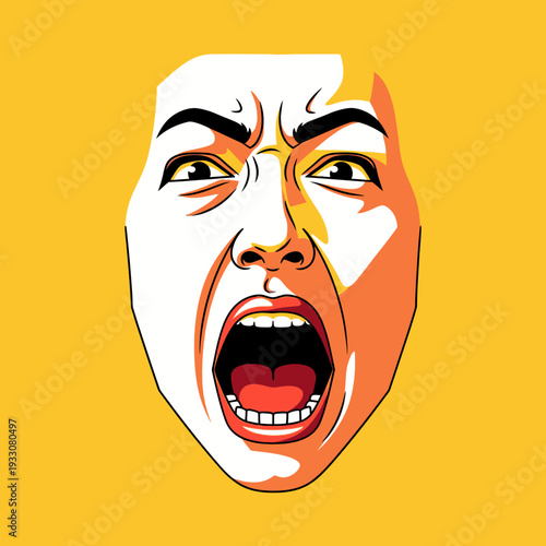 Close-up of a woman screaming with mouth wide open, showing anger and frustration