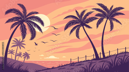 sunset on tropical beach