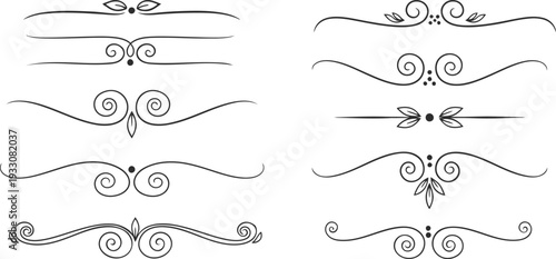Collection of ornate and elegant decorative border designs and swag elements