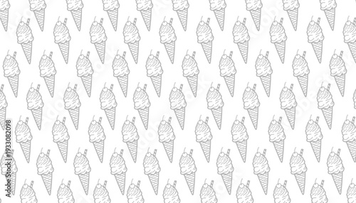 Popsicle ice cream pattern. Seamless fruit lolly vector. Sweet summer dessert design. Minimalist hand drawn line. Flat colorful snack background.