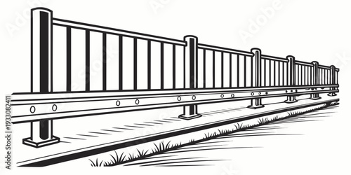 A detailed illustration of a long train with multiple carriages on railroad tracks Vector