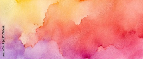 A vibrant rainbow watercolor painting with a gradient of colors from red to purple