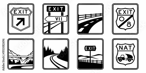 Diverse collection of road signs indicating various driving instructions and prohibitions Vector