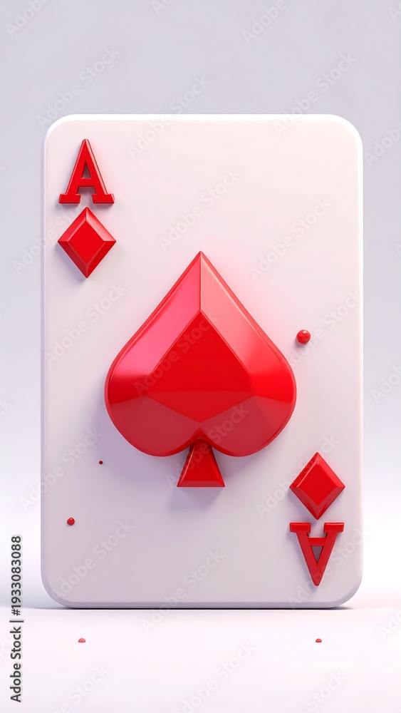 Obraz premium Red, stylized Ace of Spades playing card with a glossy finish isolated on white