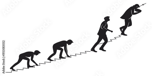 Evolution of human development and progress illustrated through a series of figures Vector