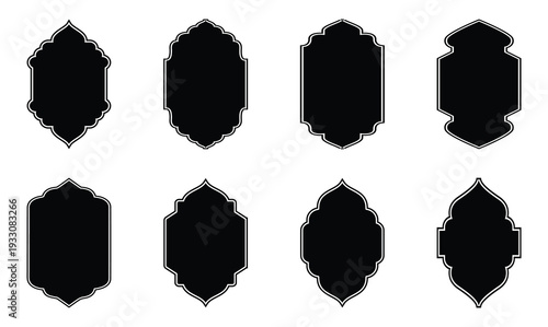 set of islamic frames shapes badges