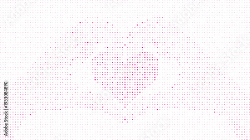 Pink and white abstract heart shape made of dots and stars, Pink dotted star heart abstract romantic background
