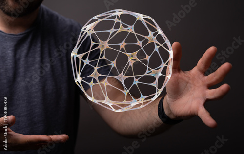 A person holding a network ...