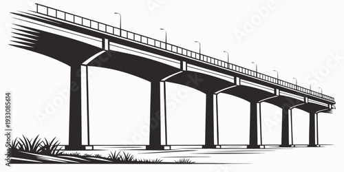 A detailed illustration of a large bridge structure over a body of water Vector
