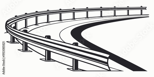A complex and winding road with multiple bridges and tunnels in a mountainous area Vector
