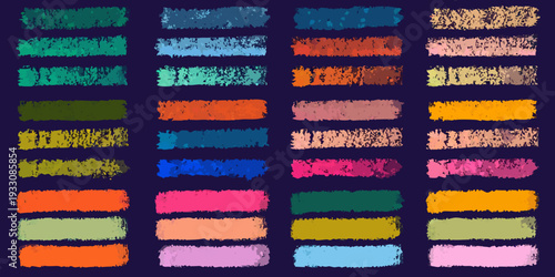 An assortment of colorful textured rectangular blocks arranged in rows