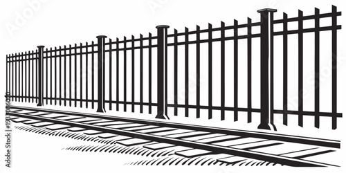 A detailed illustration of a train on a railway track Vector