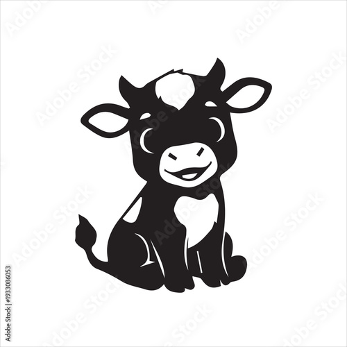  Cute Cartoon Cow on Grass Vector Image
