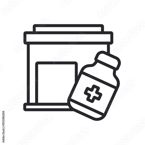 pharmacy icons outline and Flat Style,transparent background