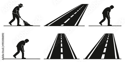 Evolution of human movement and road design over time Vector