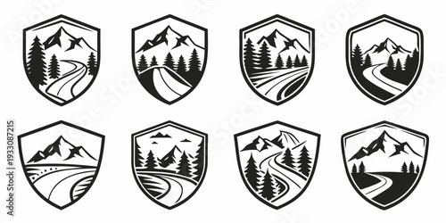 Assorted medieval heraldic shields with various symbols and designs Vector