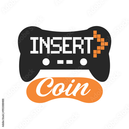 Retro Gaming Controller Design Insert Coin Message
