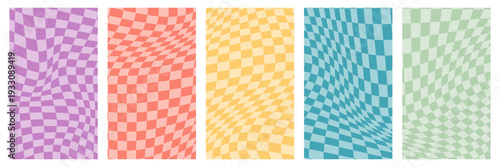 Obraz na plátně A psychedelic retro pattern in the 70s style, a wavy checkerboard