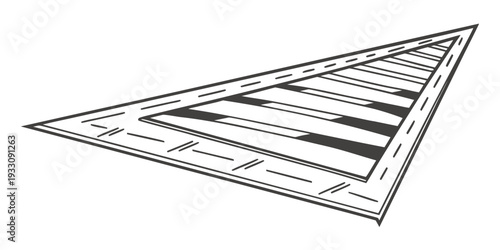A detailed geometric diagram of a triangular shape with various lines and segments Vector