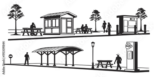 A diverse collection of buildings and structures in a city environment Vector