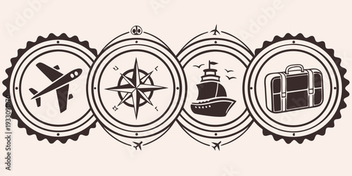 A collection of icons representing various modes of transportation and communication Vector