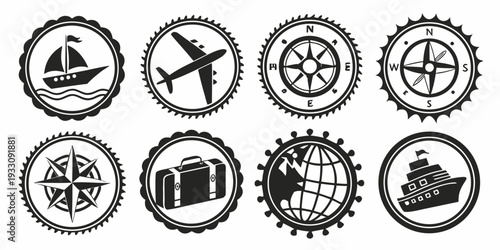 Assorted icons representing various activities and objects in a circular layout Vector
