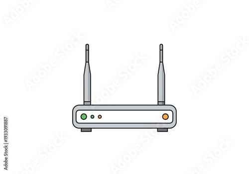 Modern Wireless Router Device With Two Antennas On White Background For Home Networking Technology And Internet Connectivity