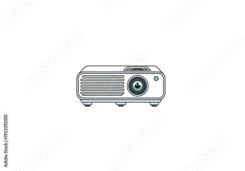 Modern digital projector for presentations and home theater viewing on a clean white background isolated object for technology concepts