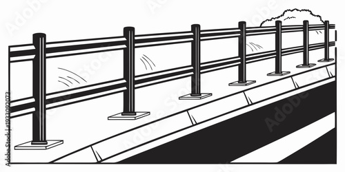 A detailed illustration of a metal bridge railing with intricate designs Vector