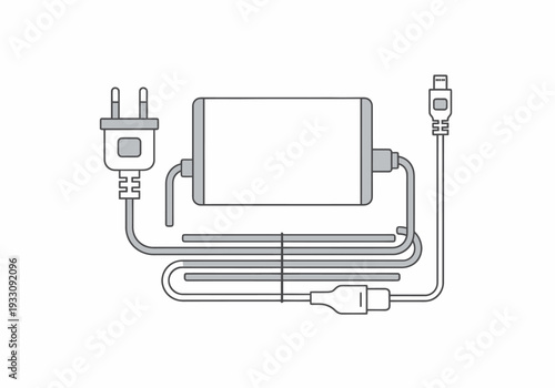 Modern Electronic Device Power Supply Unit With Integrated Cord And Plug For Universal Connectivity And Reliable Energy Transfer Solutions