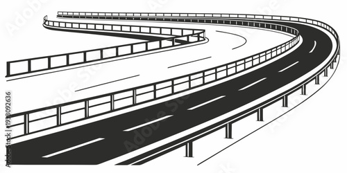 A dynamic and artistic representation of a winding road with multiple lanes Vector